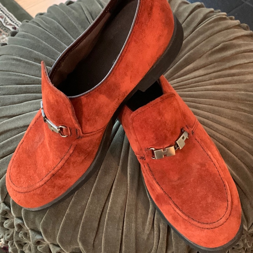 Vintage Hush Puppies Boss Loafers Shoes Red-Orange/ Suede‎ Men’s 8.5 RARE